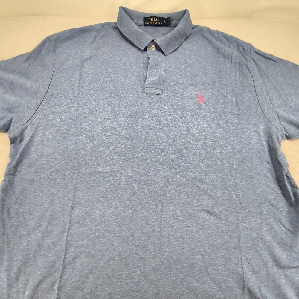 Polo Ralph Lauren Collared Short Sleeve Polo Shirt Mens Size Large L Blue Pink